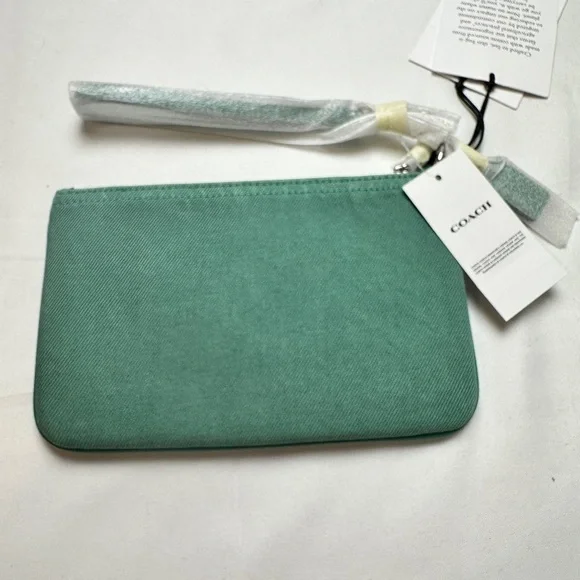 Coach Essential Denim Small Wristlet (Green) NWT - Picture 5 of 8